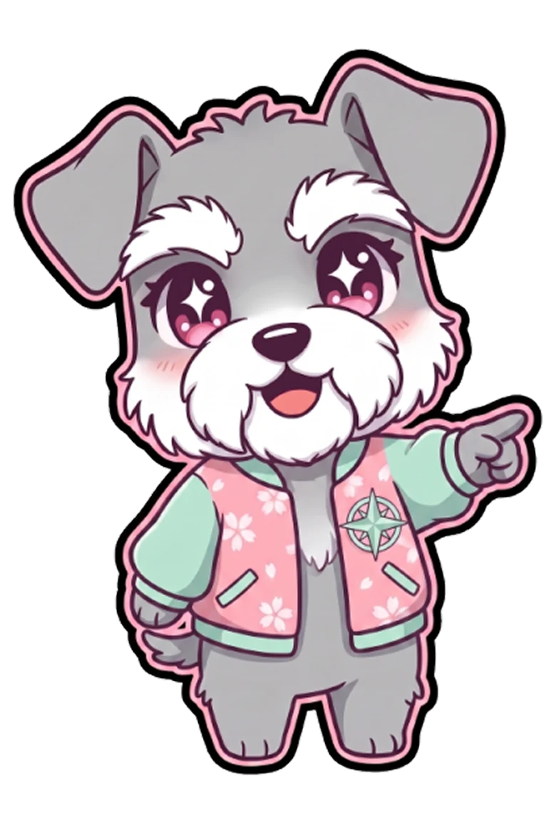 Mascota de Sakura Pop señalando la ubicación de la tienda